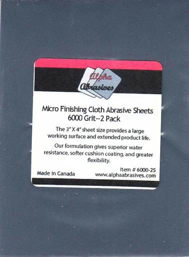 APA06000-2S Alpha Abrasives Micro Finishing Cloth Abrasive Sheets - 6000 grit (2 pack)