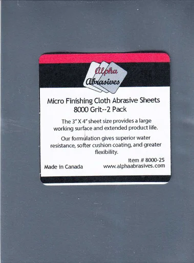 APA08000-2S Alpha Abrasives Micro Finishing Cloth Abrasive Sheets - 8000 grit (2 pack)