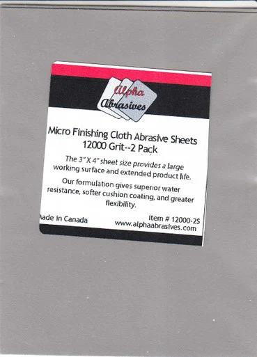 APA12000-2S Alpha Abrasives Micro Finishing Cloth Abrasive Sheets - 12000 grit (2 pack)