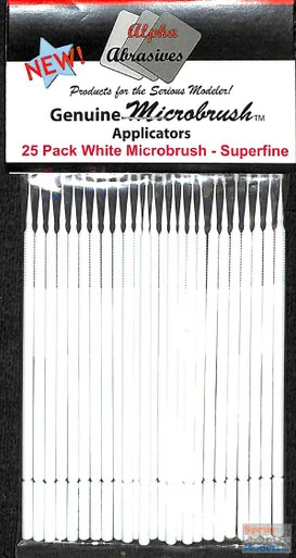 APA1303 Alpha Abrasives Microbrush Applicators - White - Superfine - 25 pack