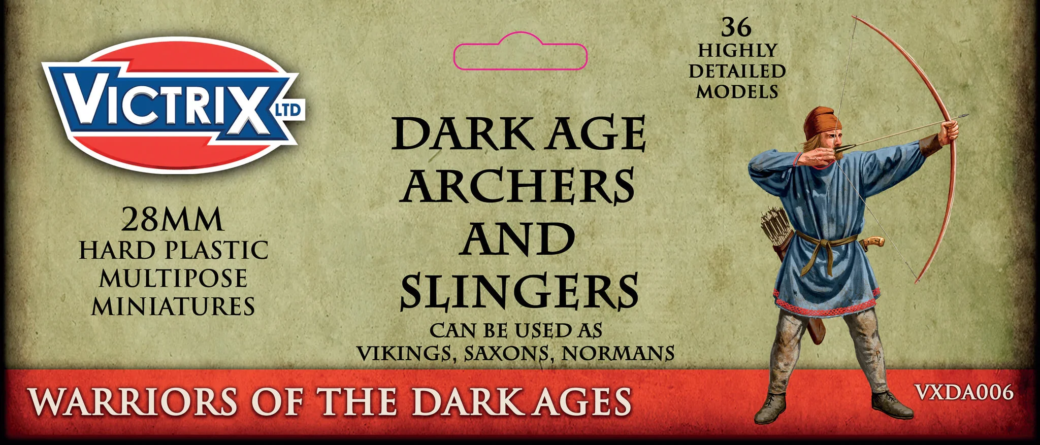 Dark Age Archers And Slingers, 28 mm Scale Model Plastic Figures - Victrix