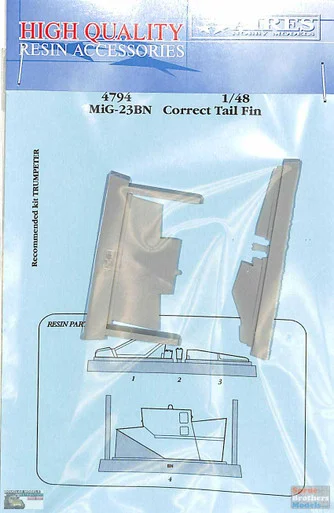 ARS4794 1:48 Aires MiG-23BN Flogger Correct Tail Fin (TRP kit)