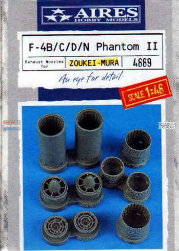 ARS4889 1:48 Aires F-4B F-4C F-4D F-4N Phantom II Exhaust Nozzle Set (ZKM kit)