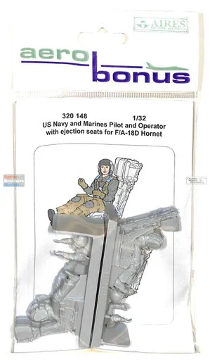 ARSAB320148 1:32 AeroBonus US Navy & Marines F-18D Hornet Pilot and Operator Figures with Ejection Seats