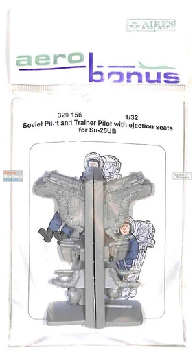 ARSAB320156 1:32 AeroBonus Soviet Pilot and Trainor Pilot Figures with Ejection Seats for Su-25UB Frogfoot