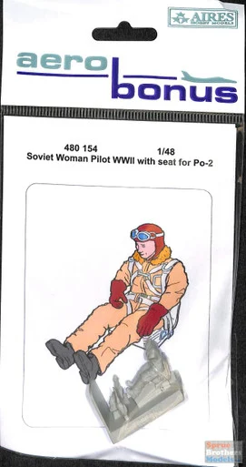 ARSAB480154 1:48 AeroBonus Soviet Woman Pilot Figure WW2 with Seat for Po-2