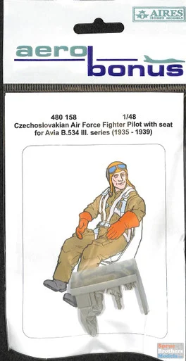 ARSAB480158 1:48 AeroBonus Czeckoslovokian Air Force Fighter Pilot with Seat for Avia B.534 III.series 1935-39