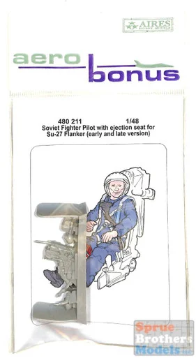 ARSAB480211 1:48 AeroBonus Su-27 Flanker Soviet Fighter Pilot Figure with Ejection Seat