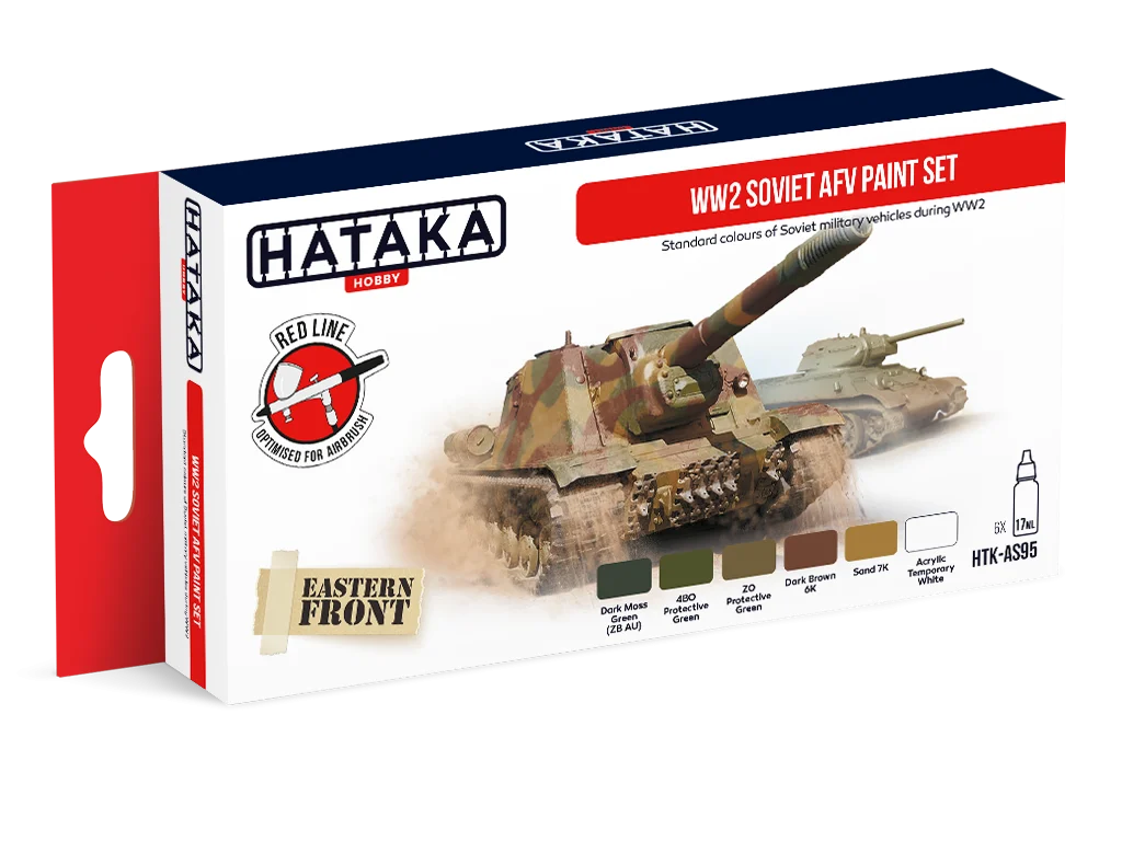 WW2 Soviet AFV Paint Set, Red Line (Airbrush-Dedicated) By Hataka Hobby