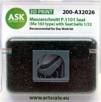 ASKA32026 1:32 ASK/Art Scale P.1101 Seat (Me163 type) with Seatbelts (DAS kit) - ArtScale