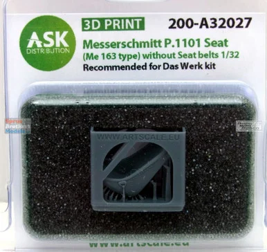 ASKA32027 1:32 ASK/Art Scale P.1101 Seat (Me163 type) without Seatbelts (DAS kit) - ArtScale