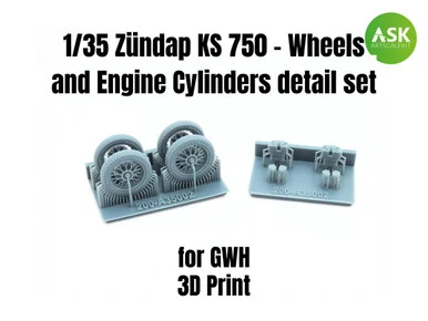 1/35 Art Scale Zundap KS 750 - Wheels and Engine Cylinders detail set recommended for GWH