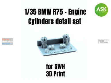 ASKA35003 1:35 ASK/Art Scale BMW R75 Engine Cylinders Detail Set (GWH kit) - ArtScale