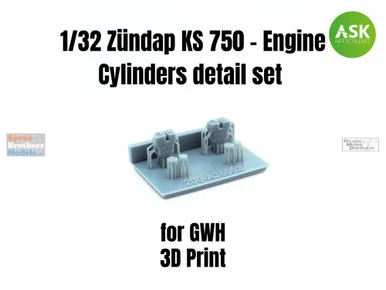 ASKA35004 1:35 ASK/Art Scale Zundap KS-750 Engine Cylinders Detail Set (GWH kit)