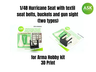 1/48 Art Scale Hurricane Seat with textil seat belts, buckels and gun sight (two types)