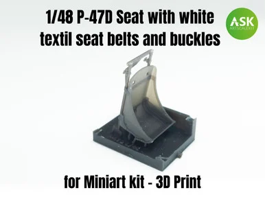 1/48 Art Scale P-47D Seat with white textil seat belts and buckles
