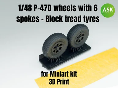 1/48 Art Scale P-47D wheels with 6 spokes - Block tread tyres