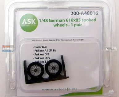 ASKA48016 1:48 ASK/Art Scale German Aircraft 610x85 Spoked Wheels Set - ArtScale