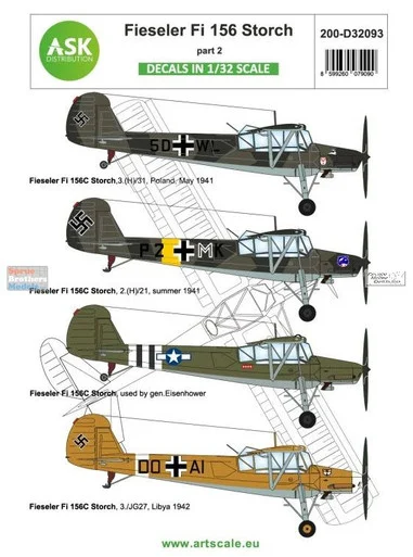 ASKD32093 1:32 ASK/Art Scale Decals - Fi156 Storch Part 2