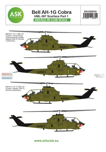 ASKD48020 1:48 ASK/Art Scale Decals - AH-1G Cobra HML-367 Scarface Part 1