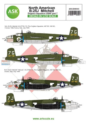 ASKD48043 1:48 ASK/Art Scale Decals - B-25J Mitchell Part 7 - Dogface Squadron USAF