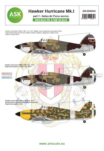 ASKD48044 1:48 ASK/Art Scale Decals - Hurricane Mk.I Part 1: Italian Air Force Service