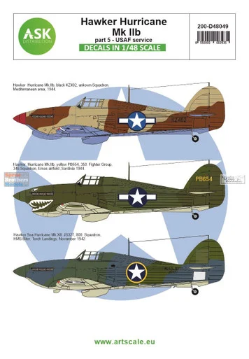 ASKD48049 1:48 ASK/Art Scale Decals - Hurricane Mk.IIb Part 5: USAF Service