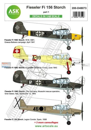 ASKD48073 1:48 ASK/Art Scale Decals - Fi156 Storch Part 1