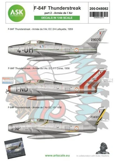 ASKD48082 1:48 ASK/Art Scale Decals - F-84F Thunderstreak Part 2 - French & Belgian Air Force