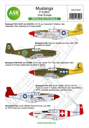 1/72 Art Scale P-51B Mustang part 1 - Europe. The Bastards behind the enemy lines and in foreign services