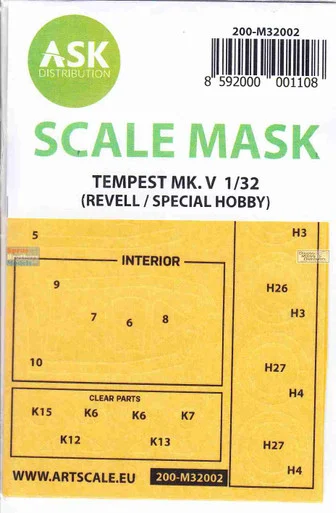 ASKM32002 1:32 ASK/Art Scale Mask - Tempest Mk.V (SPH/REV kit)