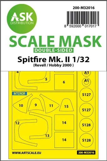 1/32 Art Scale Spitfire Mk.II double-sided express masks for Revell/Hobby2000
