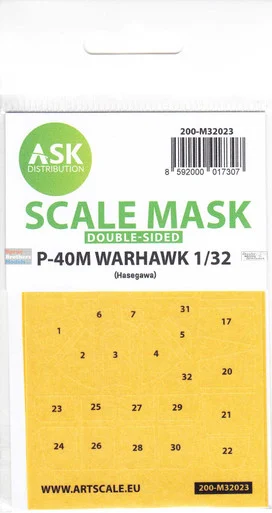 ASKM32023 1:32 ASK/Art Scale Mask [Double Sided] - P-40M Warhawk (HAS kit)