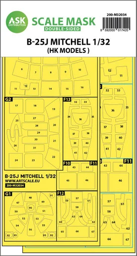 1/32 Art Scale B-25J Mitchell double-sided mask for HK Models
