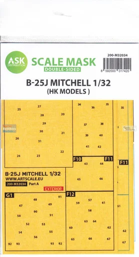 ASKM32034 1:32 ASK/Art Scale Mask [Double Sided] - B-25J Mitchell (HKM kit)