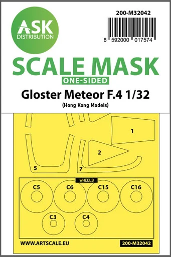 1/32 Art Scale Gloster Meteor F.4 one-sided mask for HK Models