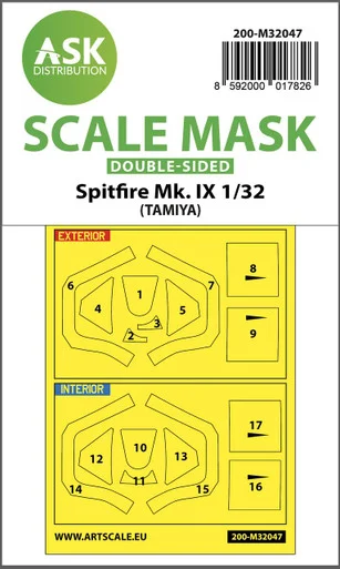 1/32 Art Scale Spitfire Mk.IX double-sided masks for Tamiya