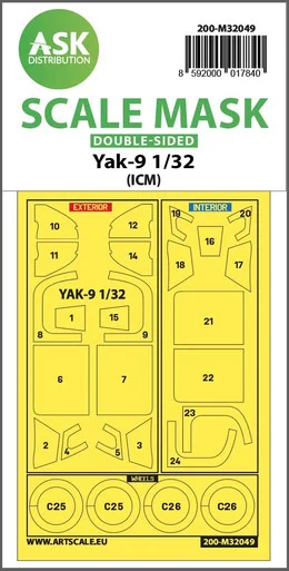 1/32 Art Scale Yak-9 double-sided pre-cutted mask for ICM
