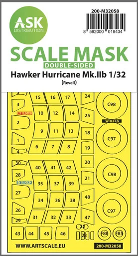 1/32 Art Scale Hawker Hurricane Mk.IIB double-sided express masks for Revell
