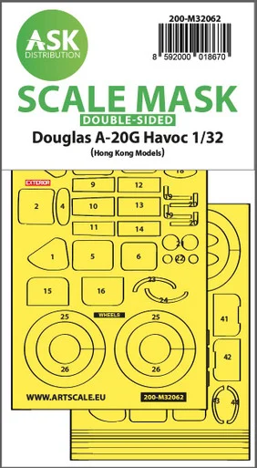 1/32 Art Scale A-20G Havoc double-sided express self adhesive mask for HK Model