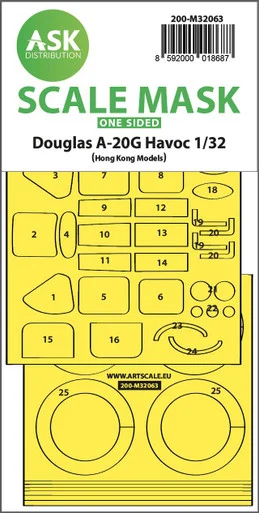 1/32 Art Scale A-20G Havoc one-sided express self adhesive mask for HK Model
