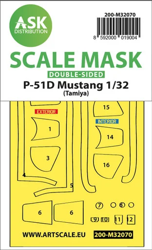 1/32 Art Scale P-51D Mustang double-sided fit mask for Tamiya