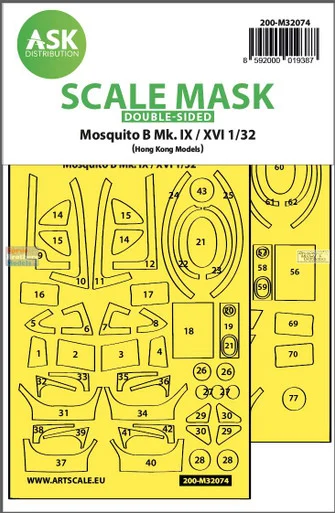 ASKM32074 1:32 ASK/Art Scale Double Sided Mask - Mosquito B Mk.IX/XVI (HKM kit)