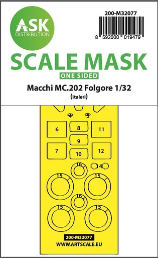 1/32 Art Scale Macchi MC.202 Folgore one-sided express fit mask for Italeri