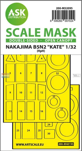 ASKM32095 1:32 ASK/Art Scale Double Sided Mask - B5N2 Kate Open Canopy (INF/HPH kit)