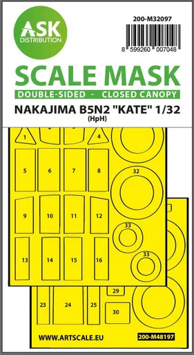 1/32 Art Scale B5N2 Kate closed canopy - double-sided express mask for Infinity