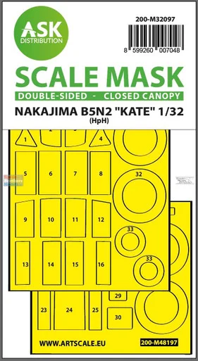 ASKM32097 1:32 ASK/Art Scale Double Sided Mask - B5N2 Kate Closed Canopy (INF/HPH kit)