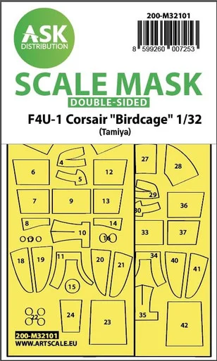 1/32 Art Scale F4U-1 Corsair Birdcage double-sided express fit mask for Tamiya