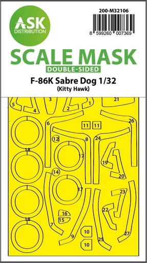 1/32 Art Scale F-86K Sabre Dog double-sided express fit mask for Kitty Hawk
