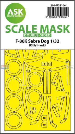 ASKM32106 1:32 ASK/Art Scale Double Sided Mask - F-86K Sabre (ZIM kit)